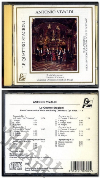 CD - Antonio Vivaldi, Boris Monoszon, Gabriela Krčková, Chamber Orchestra Solisti di Praga – Le Quattro Stagioni, Concerto In B Flat Major For Oboe And Violin, Symphony In G