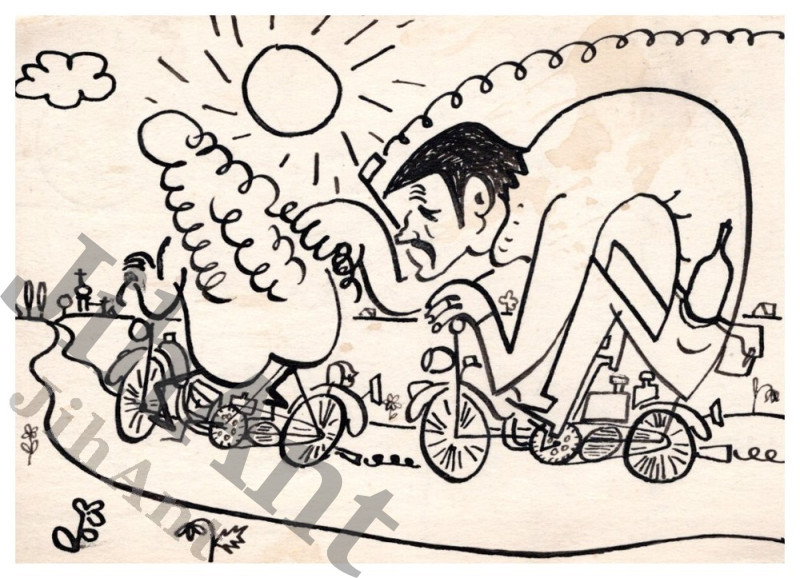 Cyklisté - karikatura