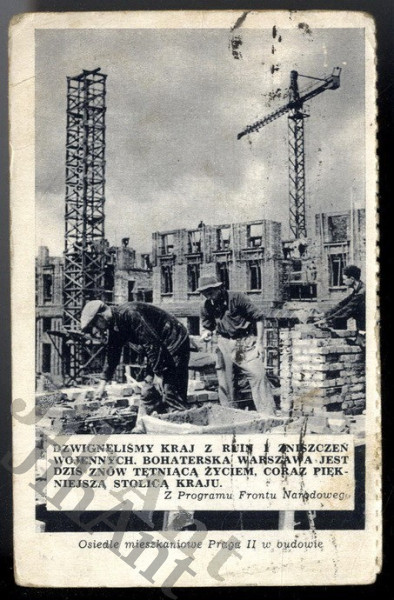 Varšava - budování nového sídliště Praga II na válečných ruinách