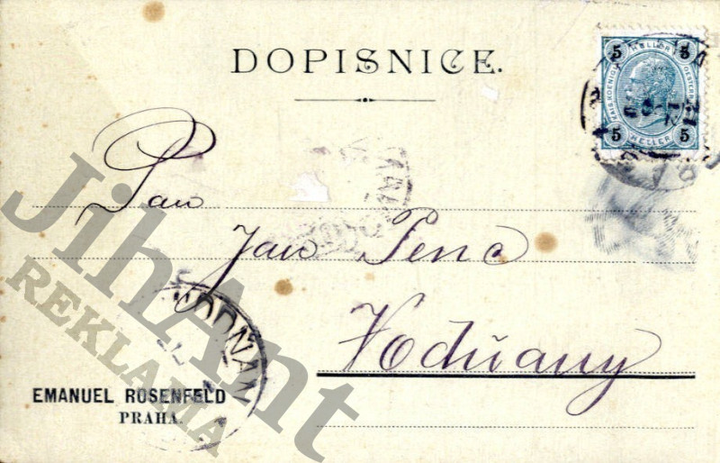 Korespondenční lístek - Emanuel Rosenfeld - Praha