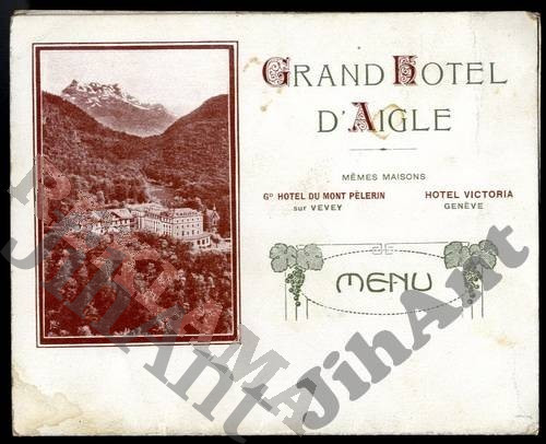 Grand Hotel D´Aigle - Jídelní lístek